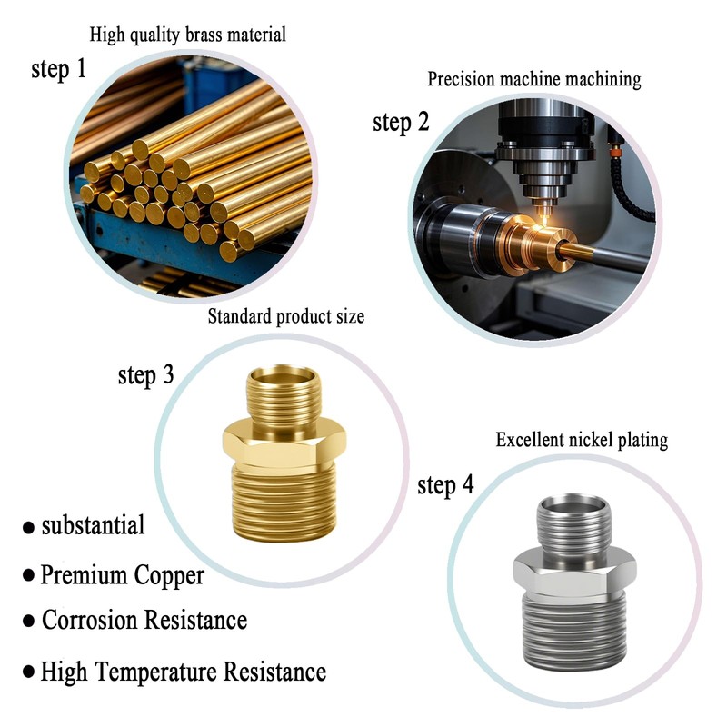 1/2 to 3/8 Water Line Adapter, Brass Compression reducer pipe