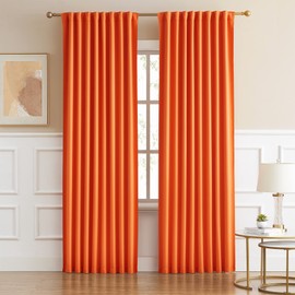 DUALIFE Back Tab Curtains 96 Inches Long for Living Room Darkening Blackout Curtains Rod Pocket (Orange,52 by 96 Inch,2 Panels)
