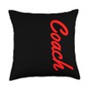 Team Player Coach Red Vertical Logo Throw Pillow, 18x18, Multicolor