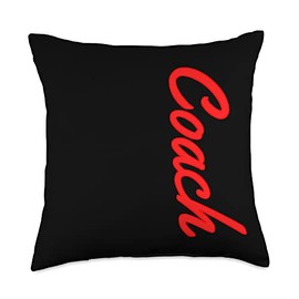 Team Player Coach Red Vertical Logo Throw Pillow, 18x18, Multicolor