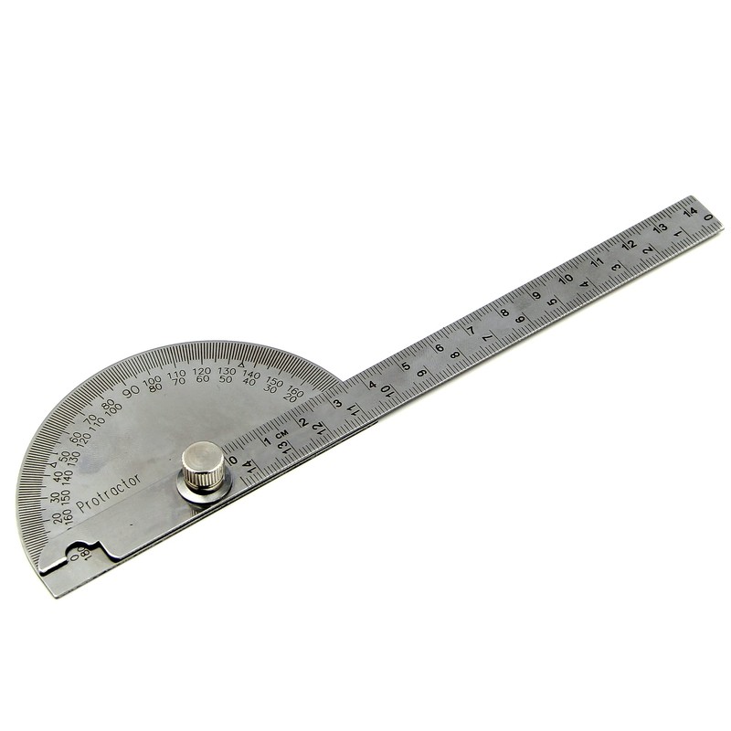 RHINORO 0-180° 180 Degree Stainless Steel Protractor Tool Angle Finder