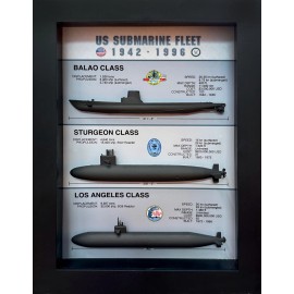 US Submarine Fleet Shadow Box Display, Balao, Sturgeon, Los Angeles, WW2