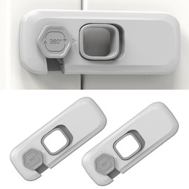 2 Pcs Grey Kids Fridge Lock Refrigerator Lock No Drilling Window Lock Child Washing Machine Cupboard Wardrobe Child Safety Lock