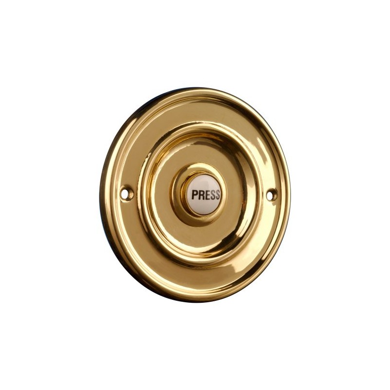 Polished Brass 76mm Dia Bell Push with China Press