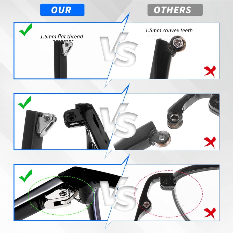 2 Set Universal Glasses Repair Kit with Screws, Glasses Arm