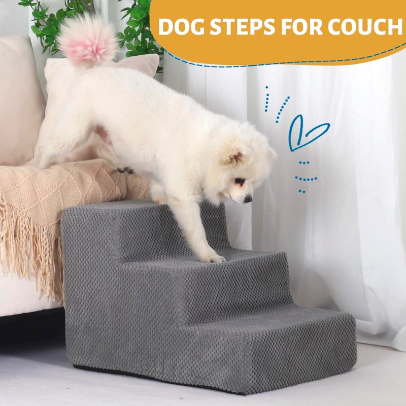 Dog Stairs for Small Dogs & Cats, 3-Step Non-Slip Pet