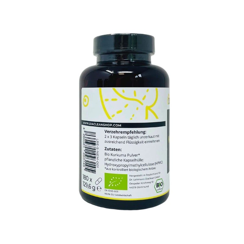 Organic Turmeric 180 Capsules - 600 mg per Capsule -