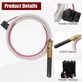 SP20824 SP20754 SP21058 Natural,LP Thermopile Senor Parts for Pilot Burner Kit, for Rheem/Ruud/Richmond Water Heaters, Temperature Resistance Over 2150°F,2025 Updated