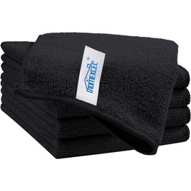 HOMEXCEL Black Cleaning Rags 5 Pack, Highly Absorbent Microfiber Cleaning Cloth for Kitchen, Lint Free, Scratch-Free, Reusable Microfiber Towels for
