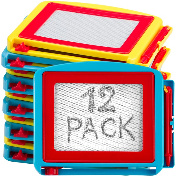 Mini Magnetic Drawing Board for Kids - (Pack of 12) Erasable Doodle Sketch Tablet and Travel Writing Pad for Kids Boys and Girls, Birthday Party Favors, Game Prizes and Classrooms