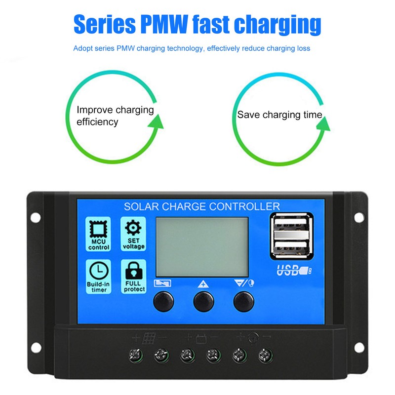 12V 24V Solar Charge Controller USB Port Overcharge Protection Solar