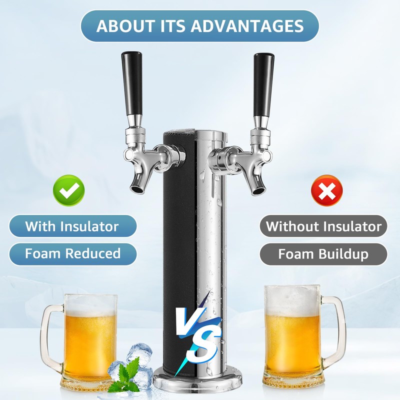 Beer Tower Cooler Insulator, Kegerator Tower Insulator Sleeve for 3”