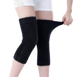 TINAYAUE Unisex Wool Leg Warmers Non Slip Warm Thicken Knee Pads Windproof Cycling Legwarmers Large Loose Stretchy Knee Sleeves for Men Women Old Cold Legs Elderly Thermal Kneepads