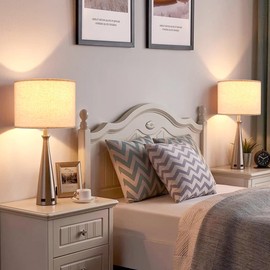 Lampshades Set of 2, Linen Drum Lamp Shades for Table Lamps & Floor Lamps 13 "Wide X 10 "High(Spider) Medium Modern Lampshade, Beige Replacement Lamp Shades