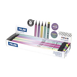 Caja expositora 24 lápices de graphite HB con goma, series Sunset