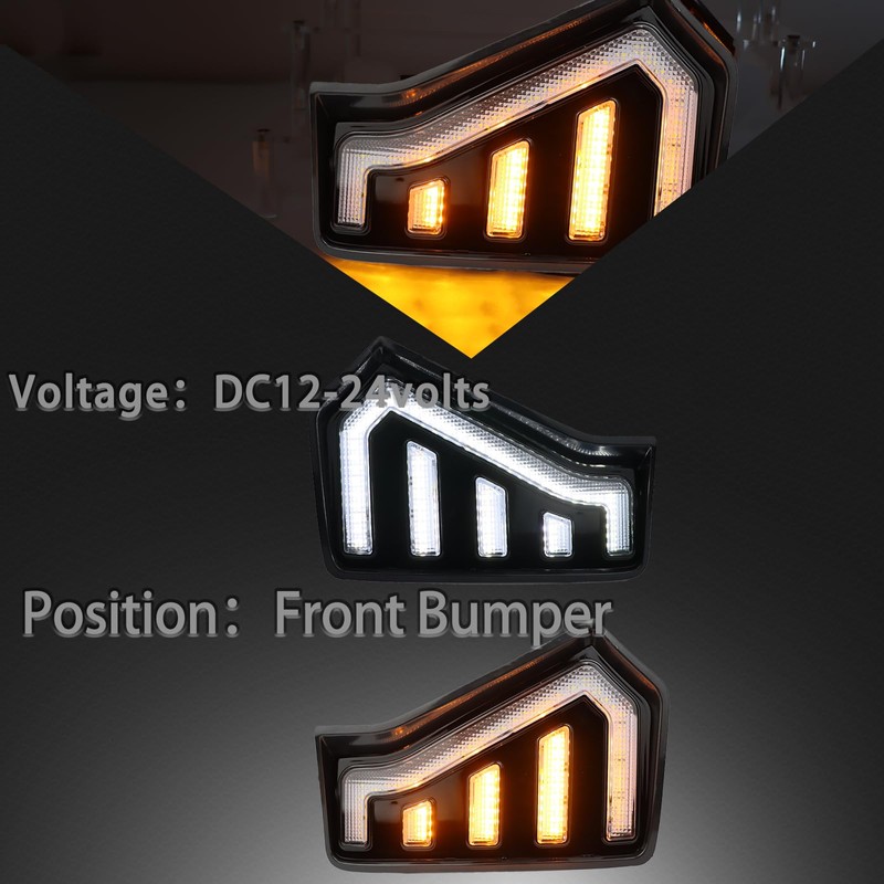 ZDEERAOTO LED Front Headlight Side Marker DRL Amber Sequential Turn