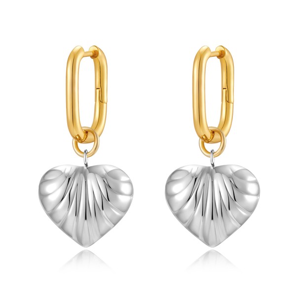 TOVABA Cute Heart Earrings for Women, Dainty Gold and Silver