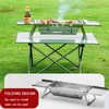 Portable Charcoal Grill, 15-inch Outdoor Small Grill, Folding Stainless Steel