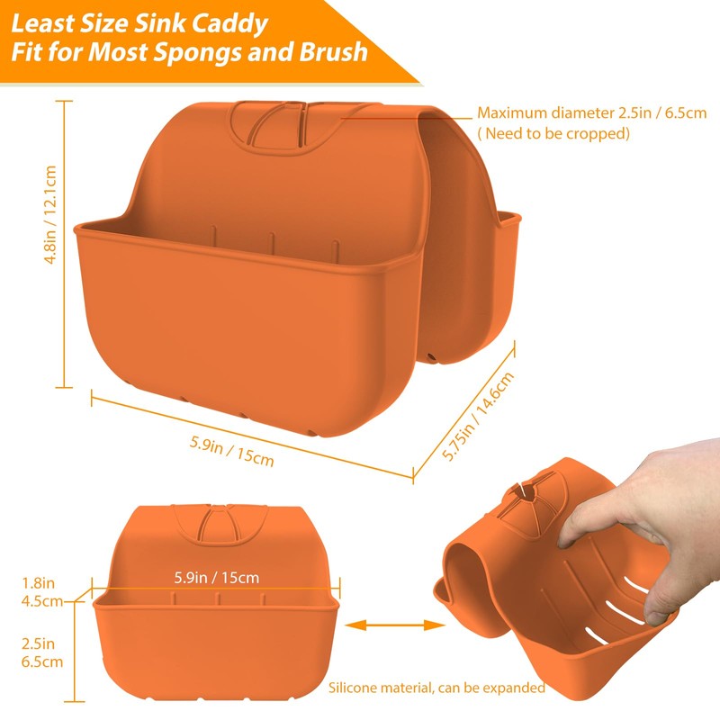 OKeanu Sponge Holder for Kitchen Sink, Silicone Sink Saddle Caddy