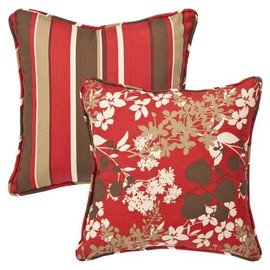 Pillow Perfect Outdoor/Indoor Monserrat/Montifleuri Sangria Throw Pillows, 18.5" x 18.5", Red, 2 Pack