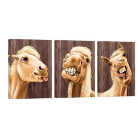 Funny Farm Animal Horse Canvas Wall Art - Whimsical Horse Decor for Home Vibrant Horse Pictures Wall Decor