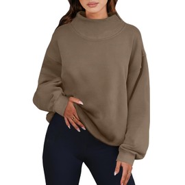 ANRABESS Womens Oversized Sweatshirts Turtleneck Pullover Long Sleeve Hoodies Tops 2024 Fall Fashion Preppy Outfits Brown-L