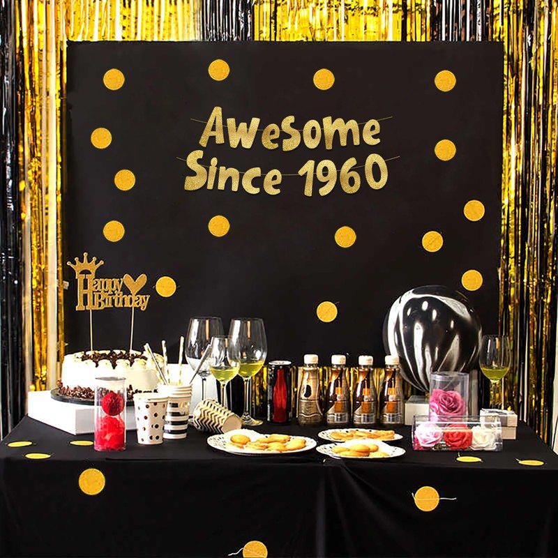 Awesome Since 1960 Gold Glitter Banner - 65th Birthday and