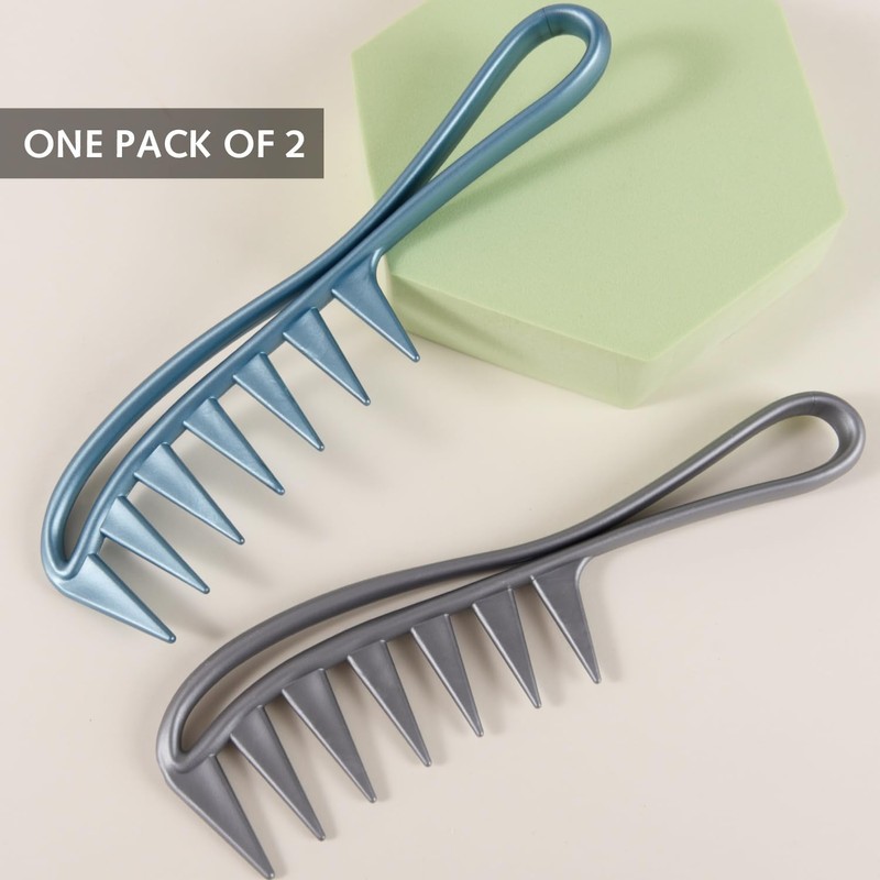 2 Pcs Wide Tooth Comb, Large Tooth Combs Shark Teeth