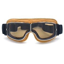 evomosa Motorcycle Goggles Vintage Pilot Style Cruiser Scooter Goggle Outdoor Sand Goggles Bike Racer Cruiser Touring Eyewear for Half Helmet