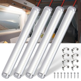 Aaleds 12v LED Interior Light Bar, 120LEDs 1500LM 8W, DC 12v Volt led Strip Lights with ON/OFF Switch, RV Lights for Enclosed Cargo Trailer, RV, Van, Truck, Lorry Camper, Boat, Caravan Motorhome(4Pcs)