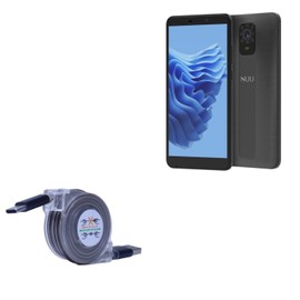 BoxWave Cable Compatible with NUU Mobile A23 - miniSync - USB-A to USB Type-C, Retractable Cable 5 Pre-Set Lengths Avoid Tangles