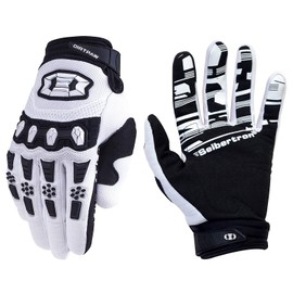 Seibertron Youth Dirtpaw Unisex MX ATV MTB Racing Gloves - Full Finger Touchscreen Glove for Bicycle Cycling Mountain Biking Motorcycle and Motocross White L