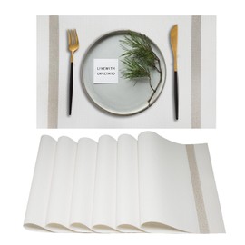 HALESEY Washable placemats Set of 6 Non Slip placemats for Kitchen Dining Room Indoor Heat Resistant Table mats Woven placemats(Nordic Stripes)