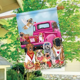Briarwood Lane Happy Valentine's Dogs House Flag Puppy Love Humor 28" x 40"