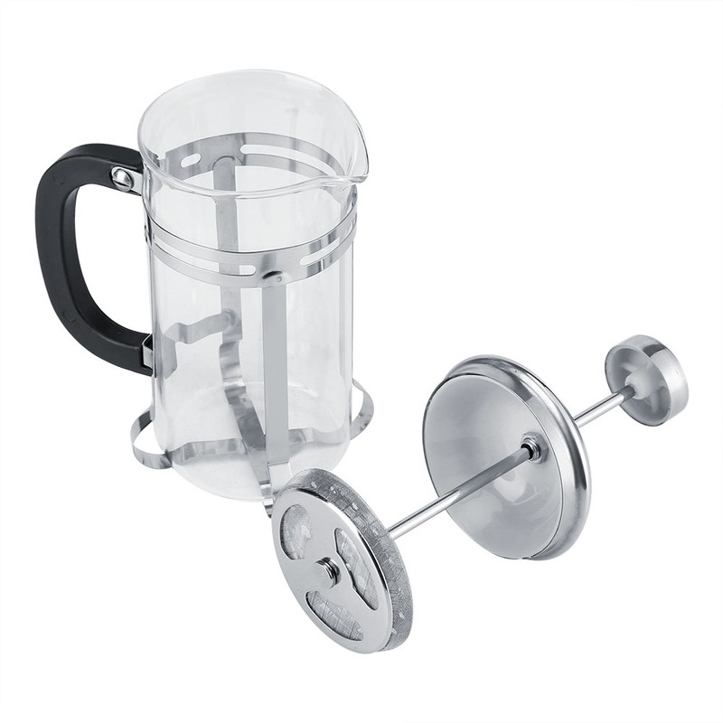 350ml Stainless Steel Glass Cafetiere French Filter Tea Coffee Pot