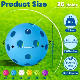 Coopay 36 Pack Baseball Practice Balls Plastic Training Balls Lightweight Hollow Softballs with a Drawstring Bag for Hitting, Baseball Training Indoor Outdoor Use (Multicolor)