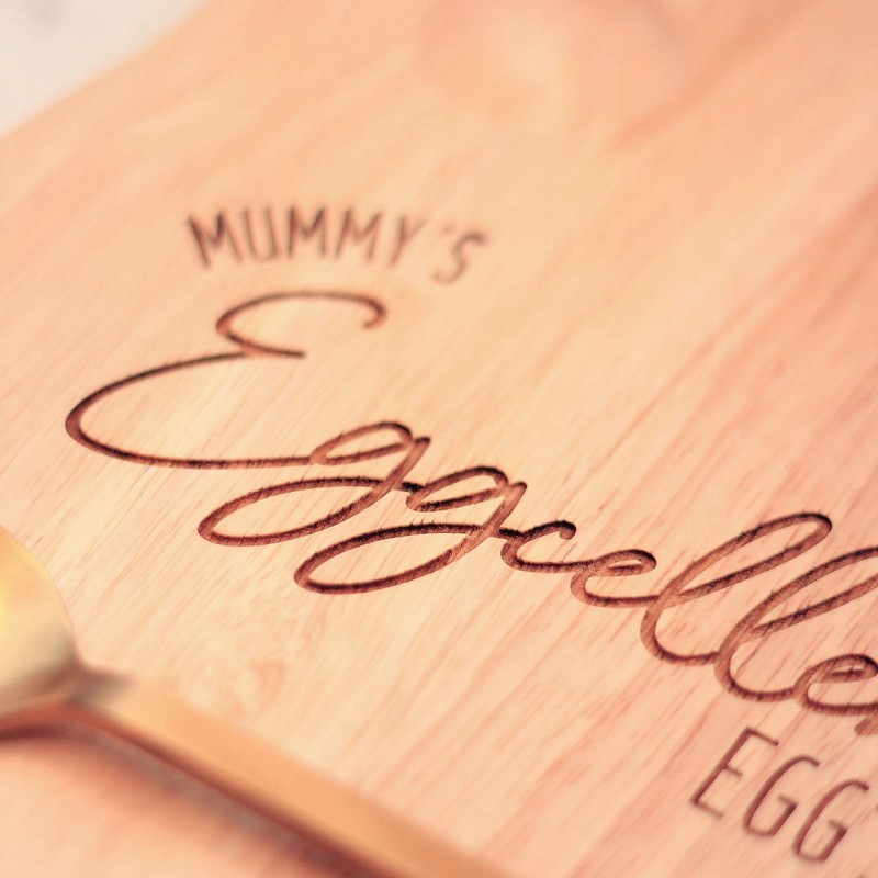 eBuyGB Engraved Breakfast Board, Mummy's Eggcellent Egg's, Egg & Soldiers