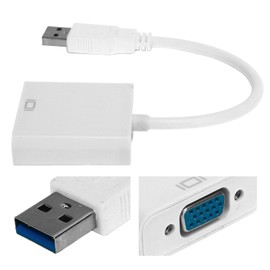 ASHATA Adaptador USB a VGA, Convertidor USB 3.0 Macho a VGA de 15 Pines Hembra, Soporte 1080 a 60Hz, para, para 10, Computadora de Escritorio, Computadora Portátil, PC, Monitor,