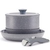 Vkoocy Gray Non Stick Pot and Pan Set with Removable