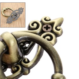 Yetaha Drawer Ring Pull Handles, 10PCS Antique Ring Pull Handle Retro Drawer knobs with Exquisite Pattern for Kitchen Cupboard Furniture 65x46mm, Antique Bronze