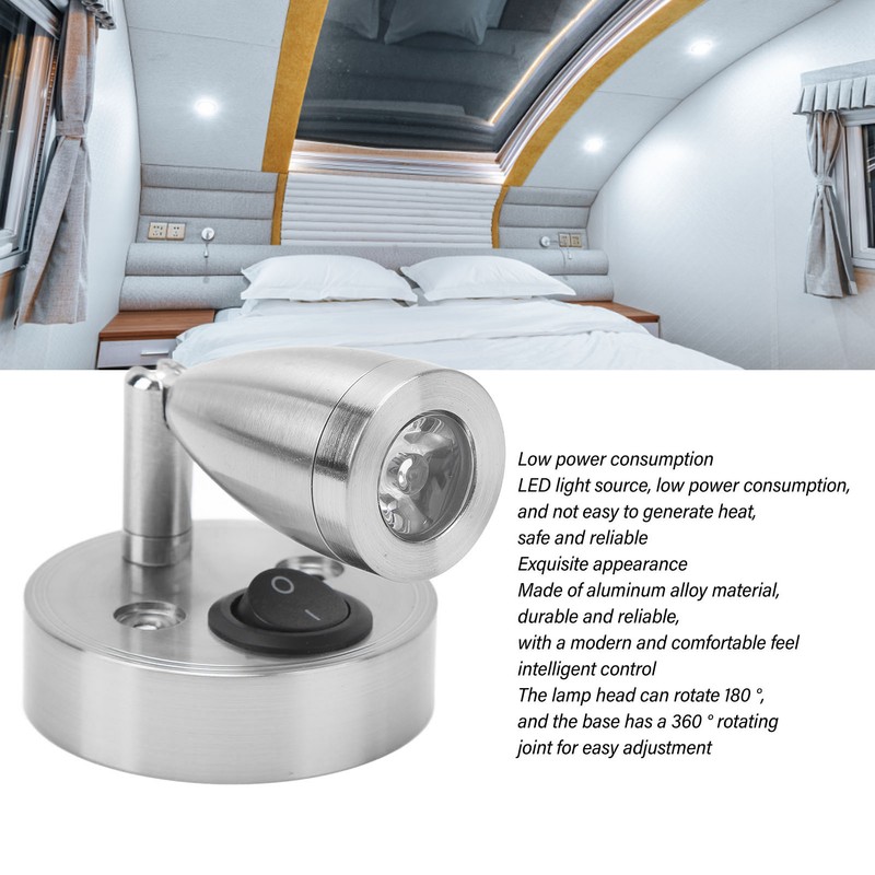 RV 12V to 24 V Reading Light Polished LED Berth