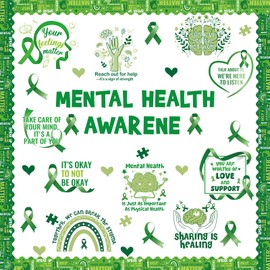 Wxiben Mental Health Classroom Decor - Mental Health Awareness Bulletin Board Decorations, Positive Inspirational Motivational Sayings Cutouts Bulletin Board Set, School Office Wall Decorations