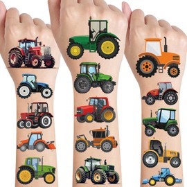 Tattoos for Children, 10 Sheets Tractor Children's Tattoos, Skin-Friendly, Farm Car Tattoo Sticker, Children, Party Bags, Children's Birthday Party Favours, Party Decoration, Birthday Decoration, Boys