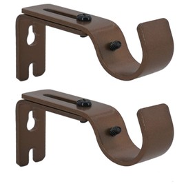 AddGrace Adjustable Curtain Rod Bracket Fits up to 1 inch Curtain Rod Sturdy Premium Brackets for Wall Set of 2 Brown