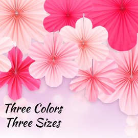 CIATBYYJ 9Pcs White Party Paper Decorations, 3 Size Pink Party Decorations, Reusable Paper Flowers Decoration for Backdrop Decor Wedding Birthday Gift Valentine's Day Graduation Decoration