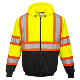 Portwest UB316 Kansas Zipped Multi-Purpose Reflective Hoodie Yellow/Black, X-Large