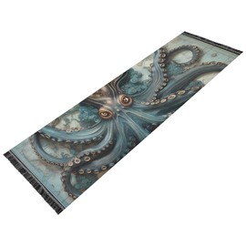 BOENLE Non Slip Runner Rug Washable Area Rugs Octopus Map Carpet for Hallways Kitchen Laundry Room Bedroom