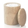 4.55" Travertine Qtip Swab Holder Easy-Lift Lid Bathroom Storage Canister