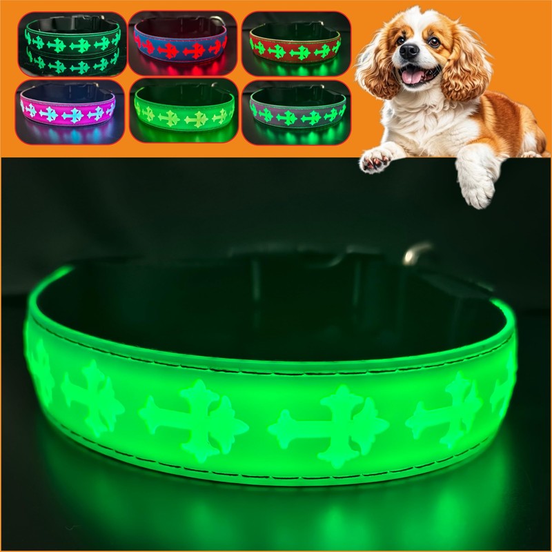 DOGLED LED Dog Collar, USB Rechargeable, 15 Light Modes, Multi-Color