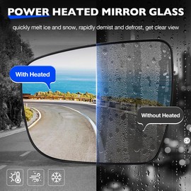 Heated Mirror, Compatible with 14-19 Nissan Rogue Murano Pathfinder, Replace 963664BA1A NI1324120 Left Driver Side View Heating Convex Chrome Mirrors Glass